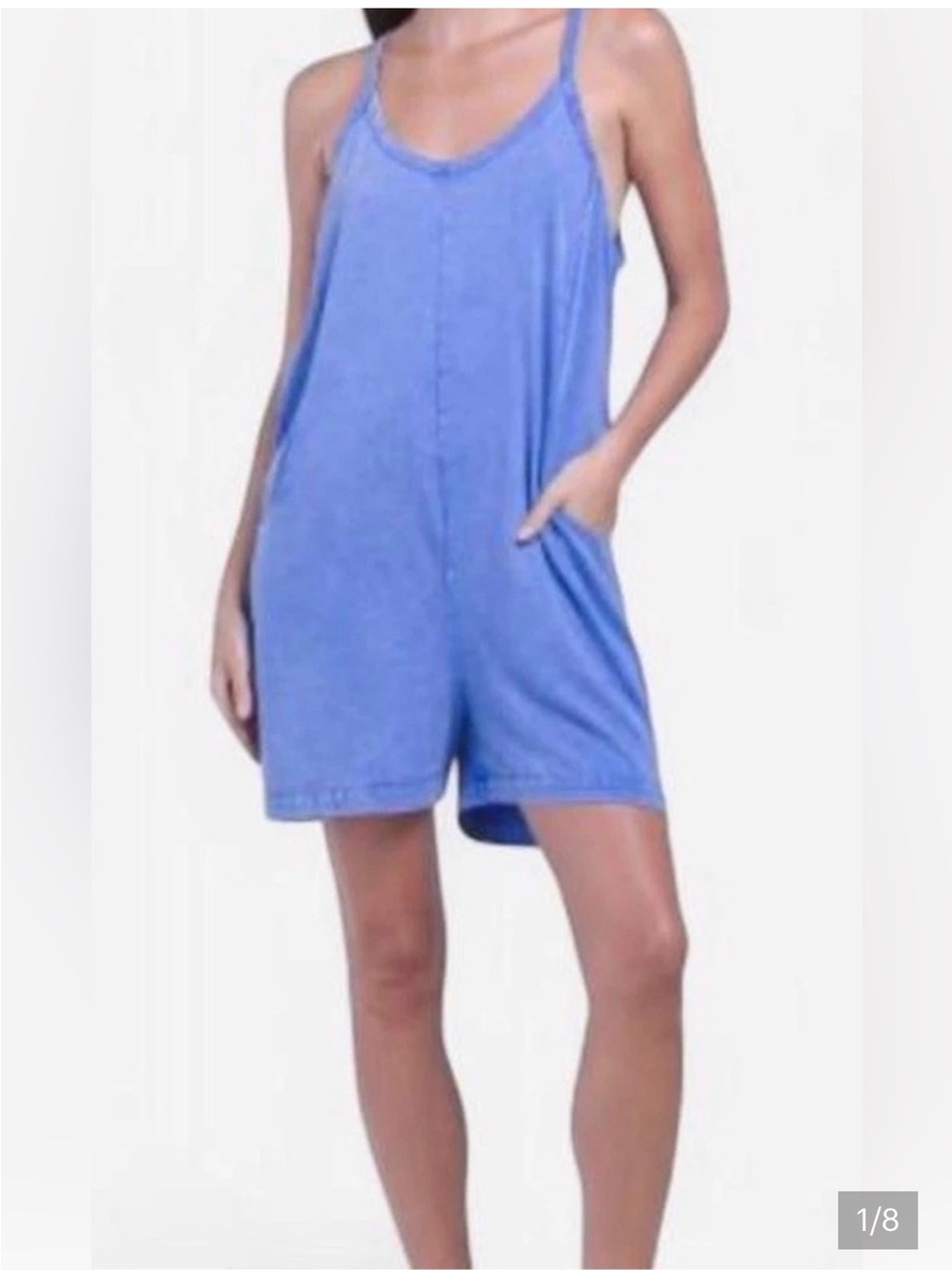 Sundry Anthropologie Blue Racerback Romper Jumpsuit with Pockets